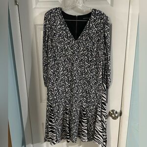 Floral/zebra print 3/4 sleeve-A-line